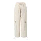 Mid Length Overalls Ankle Strap Elastic Waist Casual Pants